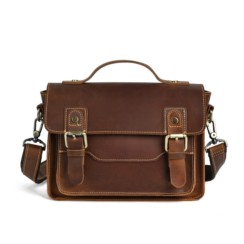 Leatherwork Wallet - Bolsa mensageiro de couro genuíno, alça