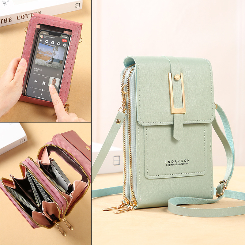Leatherwork Wallet - Tela de toque celular sacos femininos