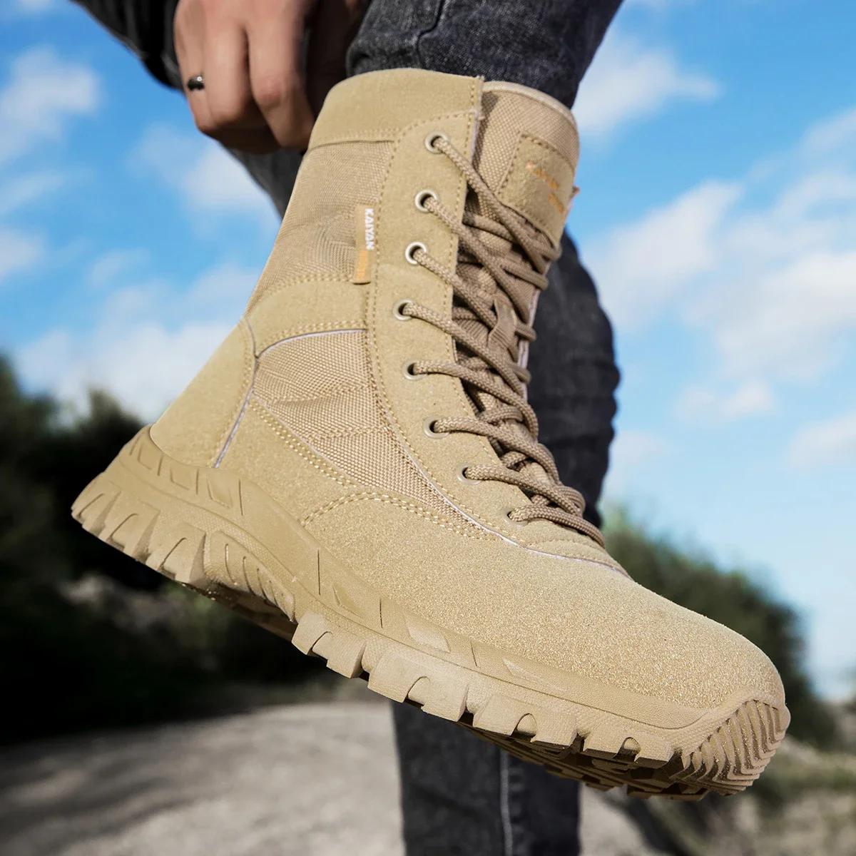 Leather Work Fabric - Sapatos de caminhada ao ar livre